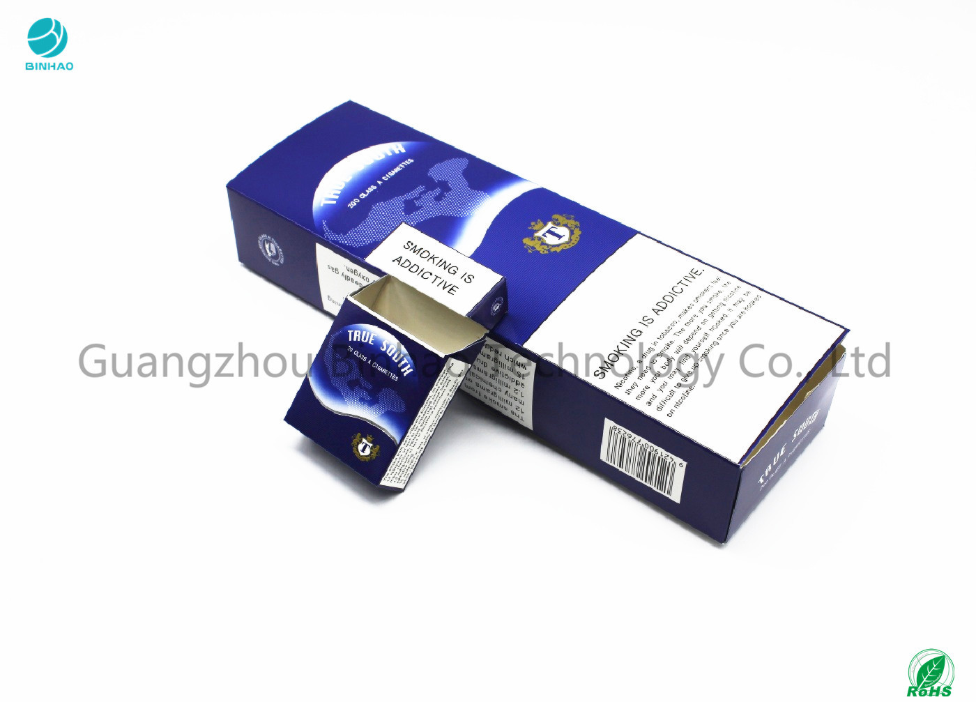 Custom Paper Cardboard Painted Empty Plain Tobacco Packaging Rectangle Shaped