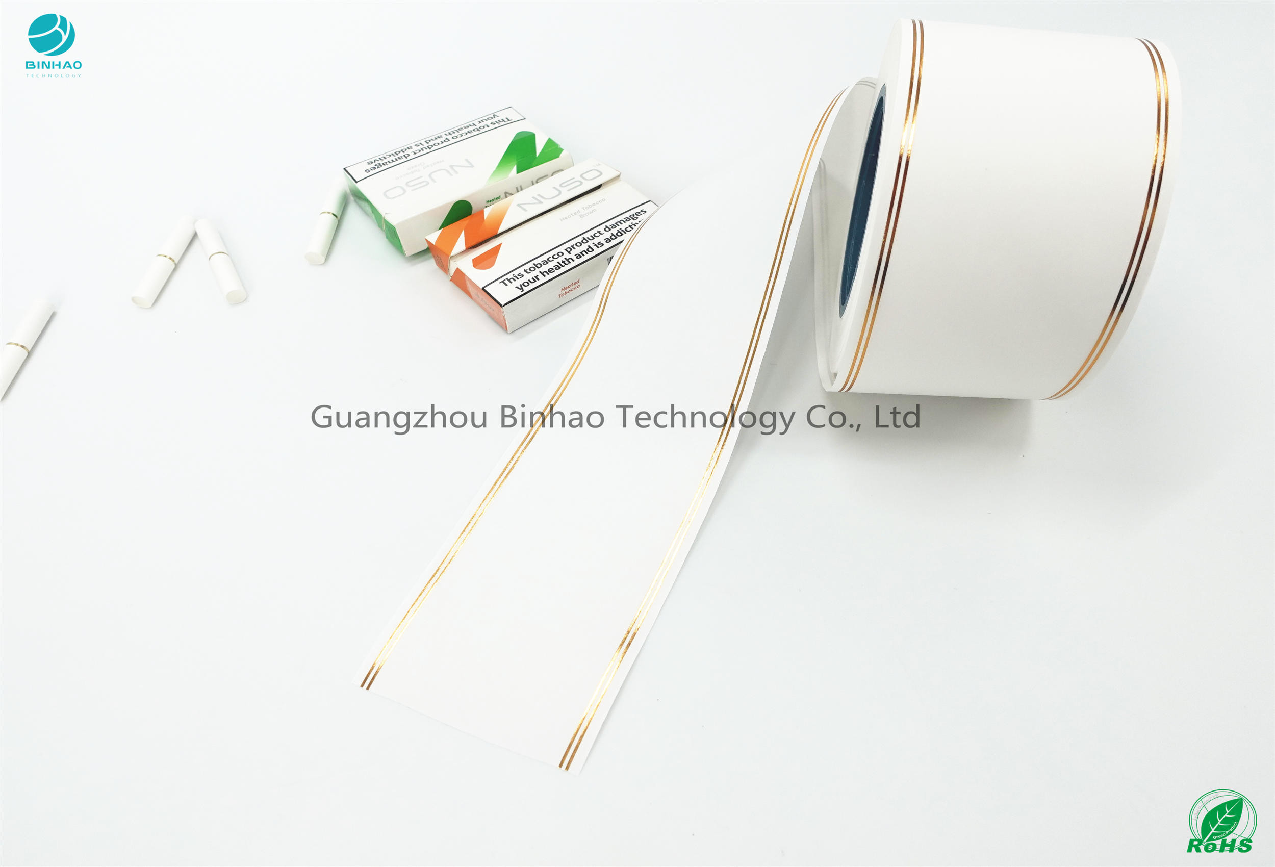 Tipping Paper Glossy Oil Surface 50mm Single Gold Line For HNB E-Cigarette Package Materials